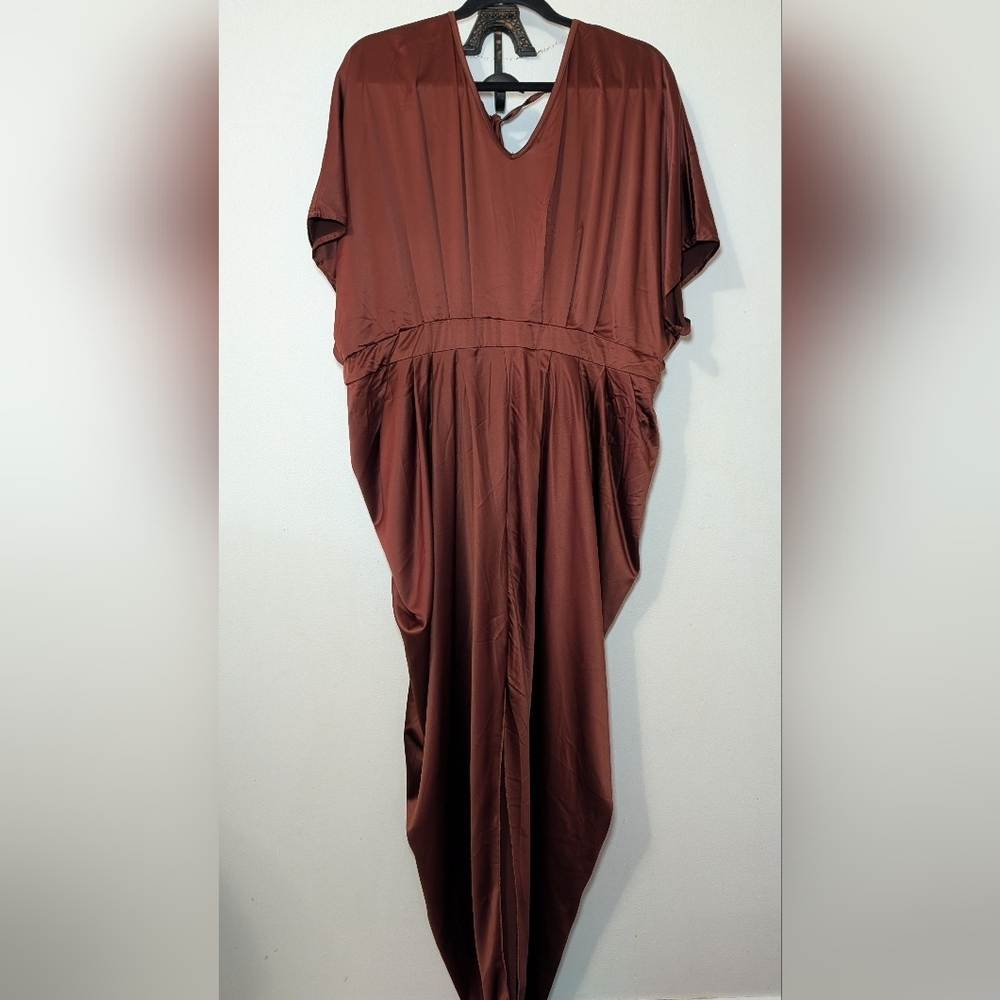 SHEIN Chocolate Brown Batwing Dress with Front Slit Women's Size 3X